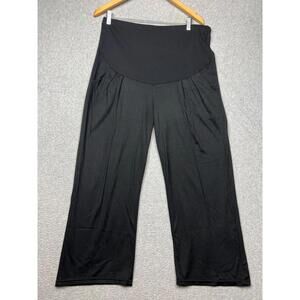 Alina Mae From Belly To Baby Black Maternity Wide leg Pants W/ Pockets Womens L